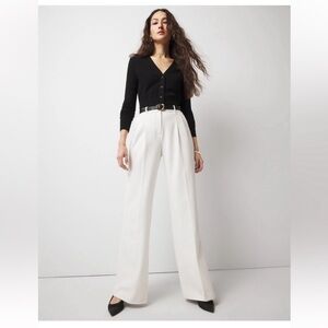 White House Black Market White Wide-Leg Pants